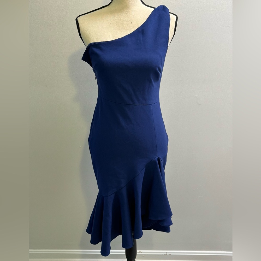 LIKELY blue one shoulder Rollins dress size 4